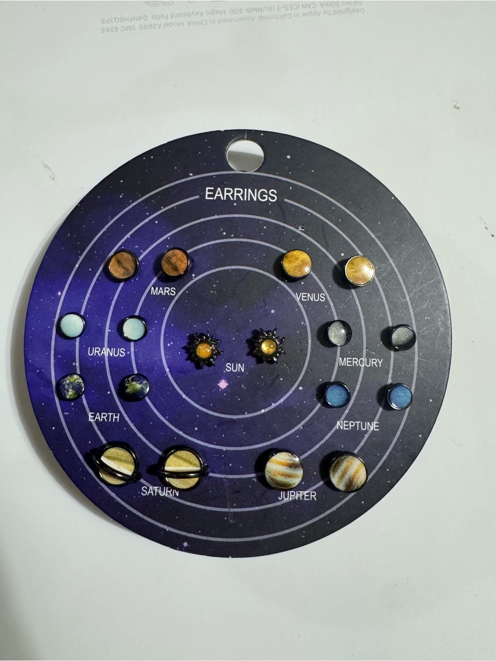 Hot Topic Planet Solar System Stud Earrings - Gold, Blue, Green, Brown